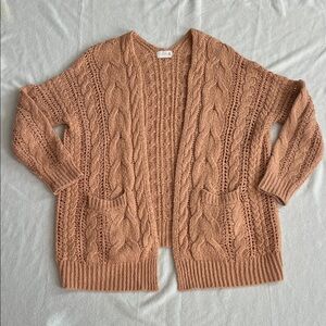 Cozy Cable Knit Cardigan Sweater - Blush